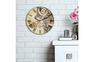 Dekorativ MDF Veggklokke 30 cm - Flerfarget - Interiør - Veggdekorasjon - Klokker