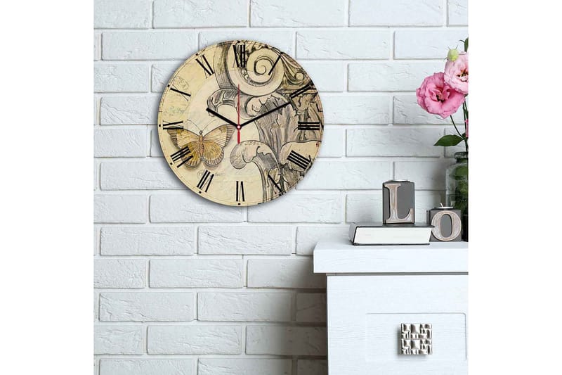 Dekorativ MDF Veggklokke 30 cm - Flerfarget - Interiør - Veggdekorasjon - Klokker