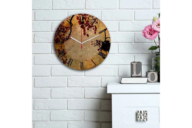 Dekorativ MDF Veggklokke 30 cm - Flerfarget - Interiør - Veggdekorasjon - Klokker