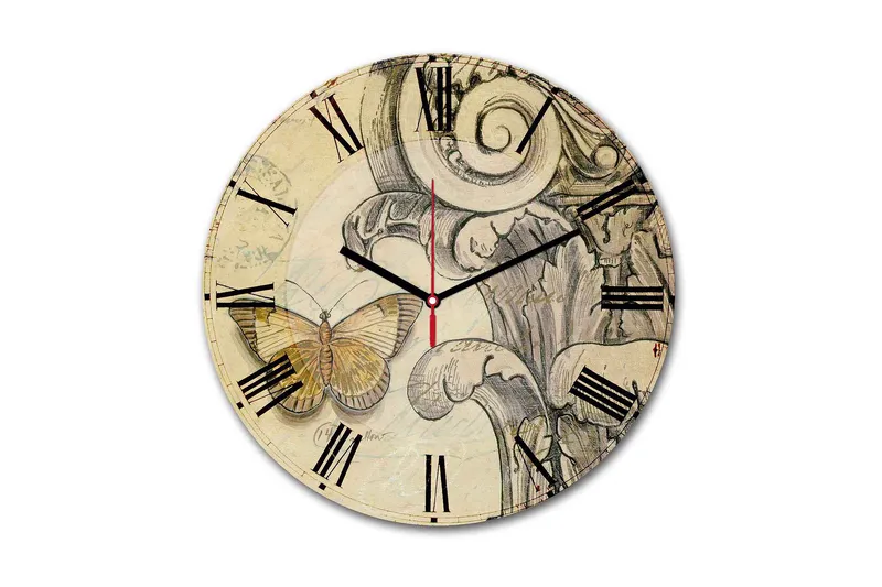 Dekorativ MDF Veggklokke 30 cm, Flerfarget