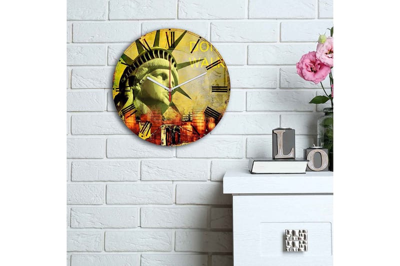Dekorativ MDF Veggklokke 30 cm - Flerfarget - Interiør - Veggdekorasjon - Klokker