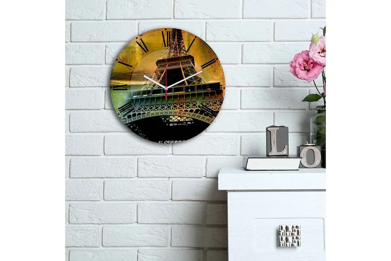 Dekorativ MDF Veggklokke 30 cm - Flerfarget - Interiør - Veggdekorasjon - Klokker