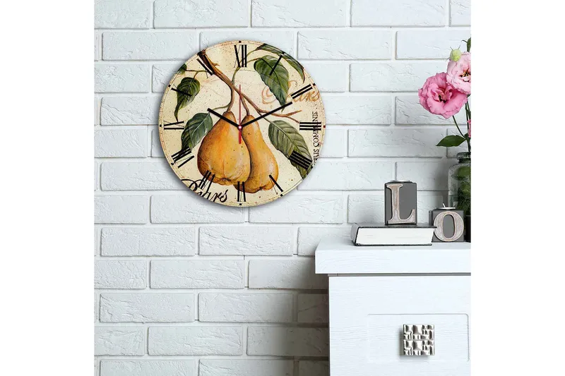 Dekorativ MDF Veggklokke 30 cm - Flerfarget - Interiør - Veggdekorasjon - Klokker