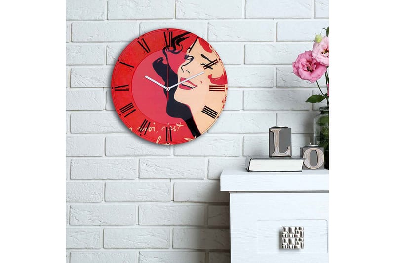 Dekorativ MDF Veggklokke 30 cm - Flerfarget - Interiør - Veggdekorasjon - Klokker