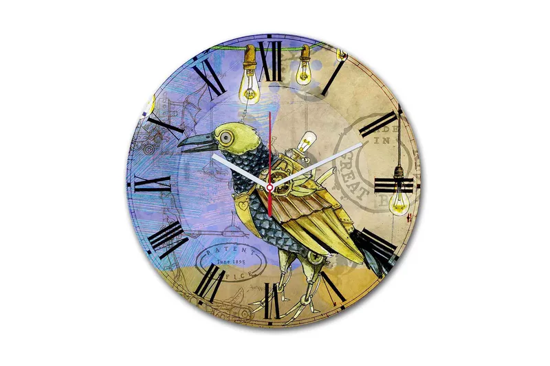 Dekorativ MDF Veggklokke 30 cm, Flerfarget