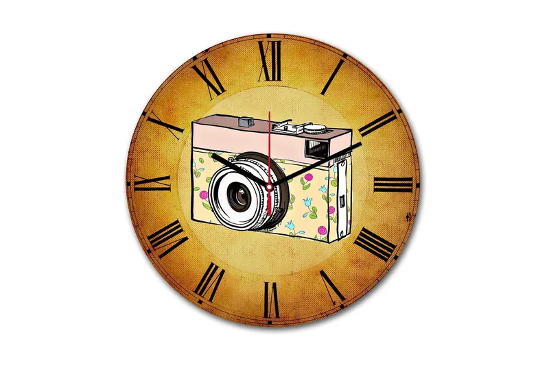 Dekorativ MDF Veggklokke 30 cm, Flerfarget