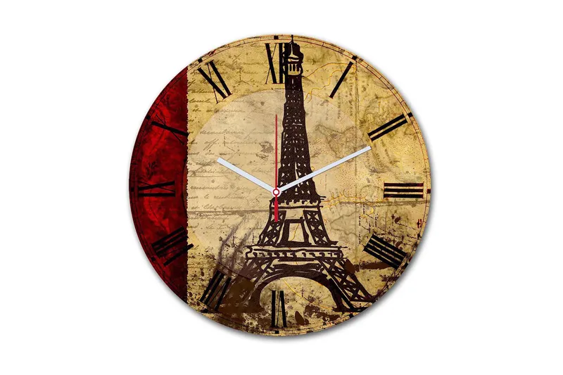 Dekorativ MDF Veggklokke 30 cm, Flerfarget