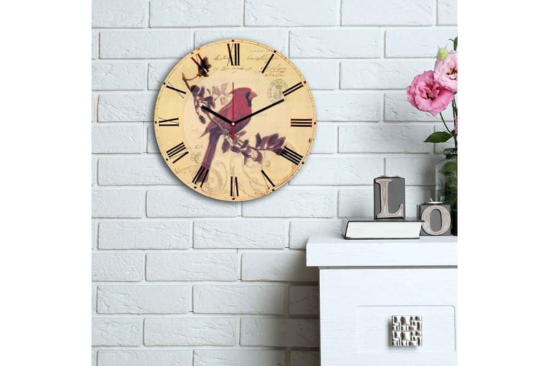 Dekorativ MDF Veggklokke 30 cm - Flerfarget - Interiør - Veggdekorasjon - Klokker