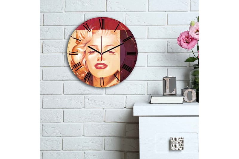 Dekorativ MDF Veggklokke 30 cm - Flerfarget - Interiør - Veggdekorasjon - Klokker