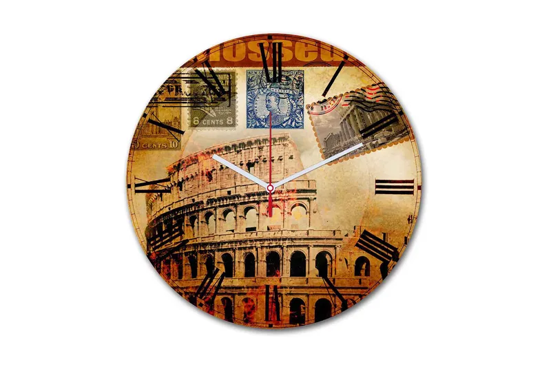 Dekorativ MDF Veggklokke 30 cm, Flerfarget