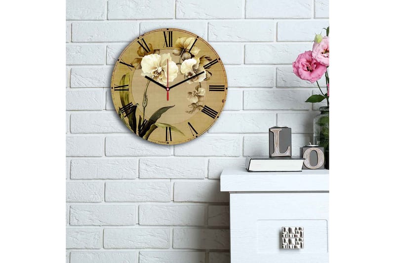 Dekorativ MDF Veggklokke 30 cm - Flerfarget - Interiør - Veggdekorasjon - Klokker
