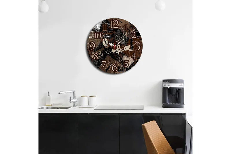 Dekorativ MDF Veggklokke 40 cm - Flerfarget - Interiør - Veggdekorasjon - Klokker