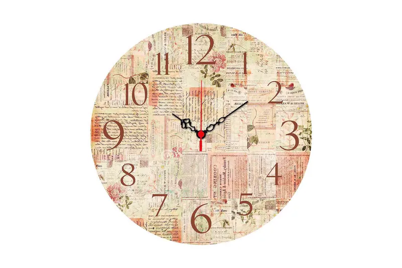 Dekorativ MDF Veggklokke 40 cm, Flerfarget