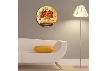 Dekorativ MDF Veggklokke 40 cm - Flerfarget - Interiør - Veggdekorasjon - Klokker