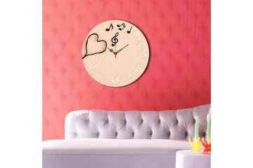 Dekorativ MDF Veggklokke 40 cm - Flerfarget - Interiør - Veggdekorasjon - Klokker