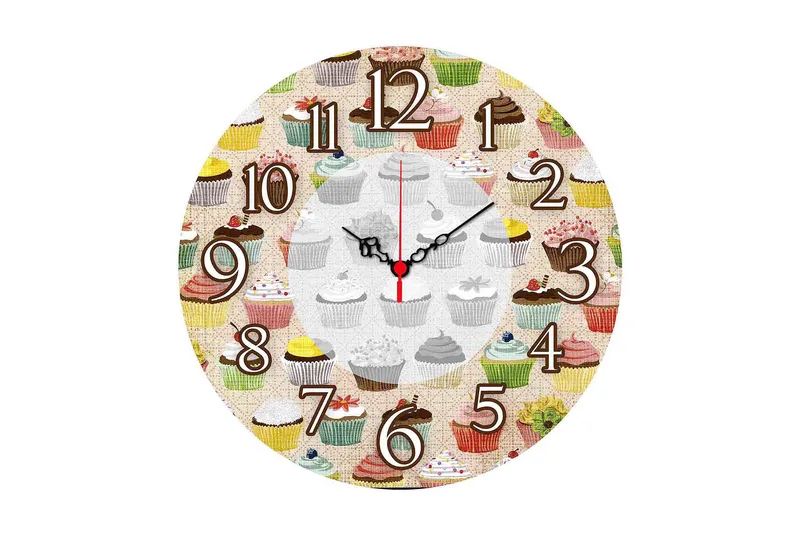 Dekorativ MDF Veggklokke 40 cm, Flerfarget