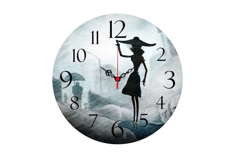 Dekorativ MDF Veggklokke 40 cm, Flerfarget