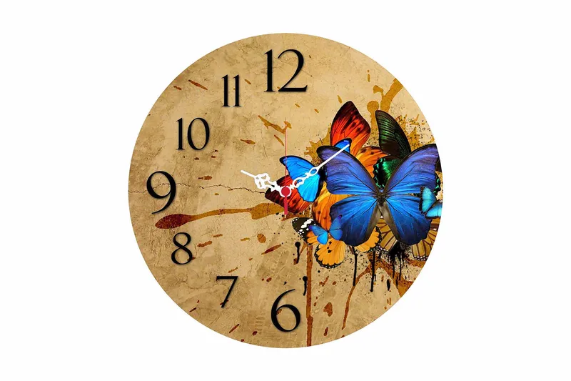 Dekorativ MDF Veggklokke 40 cm, Flerfarget