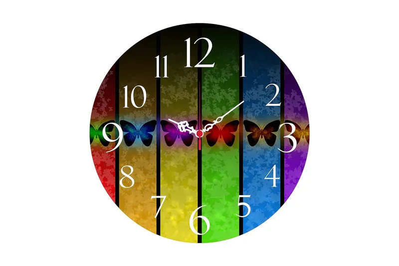Dekorativ MDF Veggklokke 40 cm, Flerfarget
