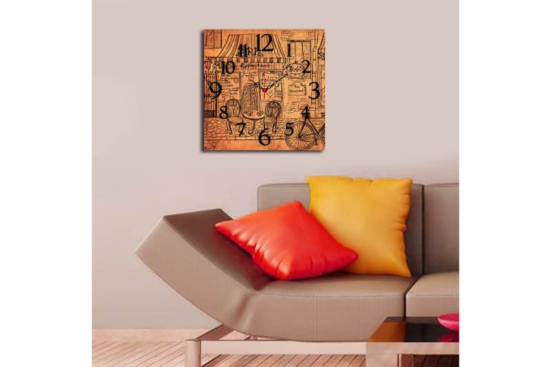 Dekorativ MDF Veggklokke 40x40 cm - Flerfarget - Interiør - Veggdekorasjon - Klokker