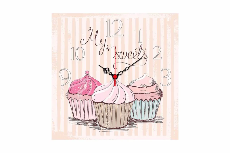 Dekorativ MDF Veggklokke 40x40 cm - Flerfarget - Interiør - Veggdekorasjon - Klokker