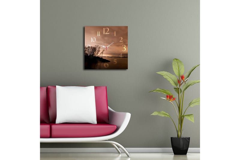 Dekorativ MDF Veggklokke 40x40 cm - Flerfarget - Interiør - Veggdekorasjon - Klokker