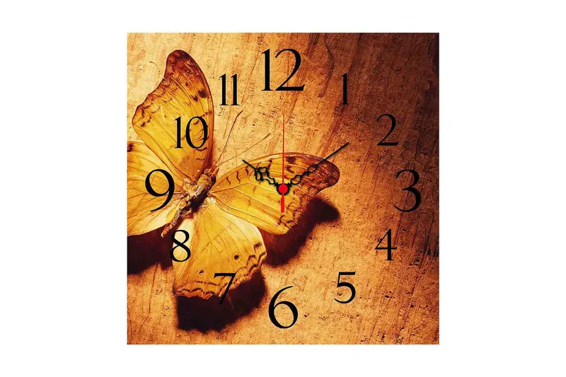 Dekorativ MDF Veggklokke 40x40 cm, Flerfarget