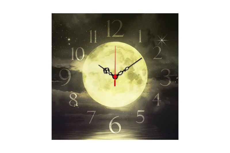 Dekorativ MDF Veggklokke 40x40 cm, Flerfarget