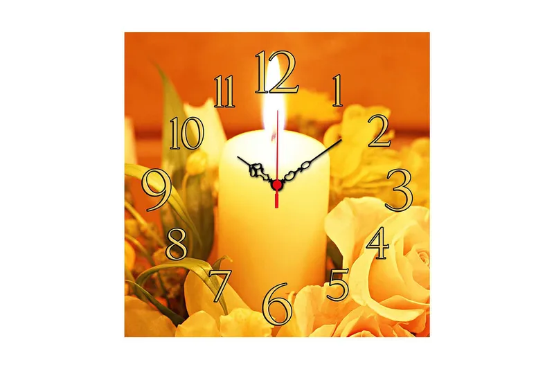 Dekorativ MDF Veggklokke 40x40 cm, Flerfarget