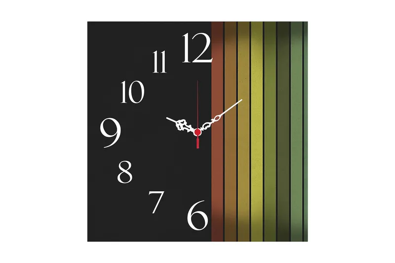 Dekorativ MDF Veggklokke 40x40 cm, Flerfarget