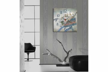 Dekorativ MDF Veggklokke 40x40 cm - Flerfarget - Interiør - Veggdekorasjon - Klokker