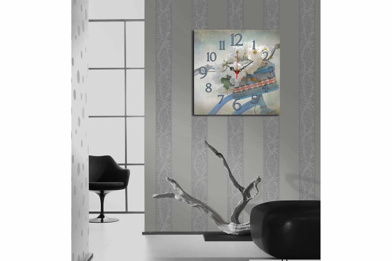 Dekorativ MDF Veggklokke 40x40 cm - Flerfarget - Interiør - Veggdekorasjon - Klokker