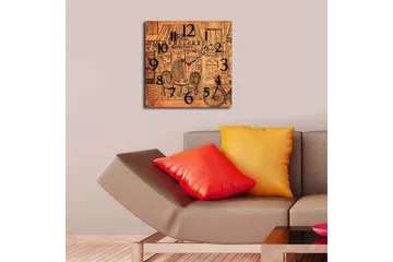 Dekorativ MDF Veggklokke 40x40 cm - Flerfarget - Interiør - Veggdekorasjon - Klokker