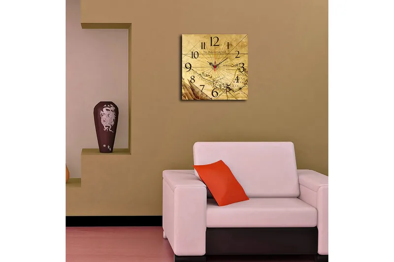 Dekorativ MDF Veggklokke 40x40 cm - Flerfarget - Interiør - Veggdekorasjon - Klokker