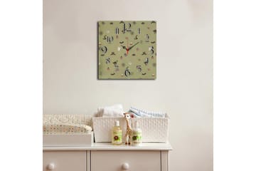 Dekorativ MDF Veggklokke 40x40 cm - Flerfarget - Interiør - Veggdekorasjon - Klokker