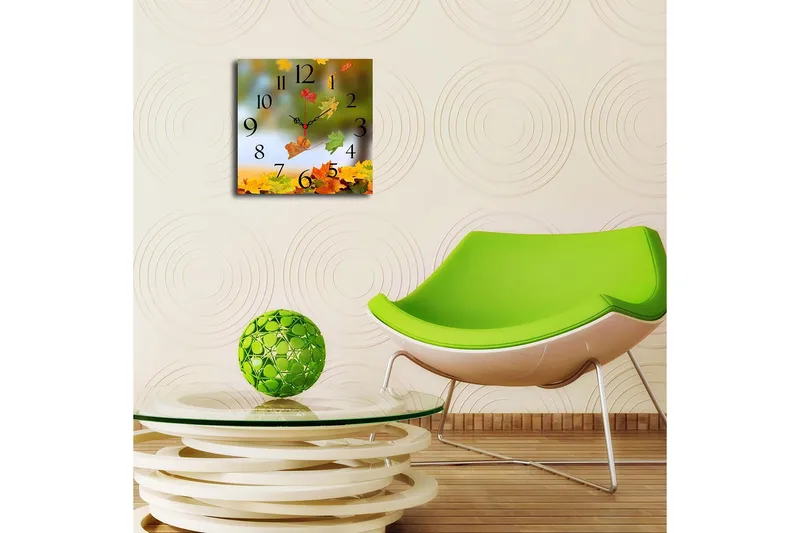 Dekorativ MDF Veggklokke 40x40 cm - Flerfarget - Interiør - Veggdekorasjon - Klokker