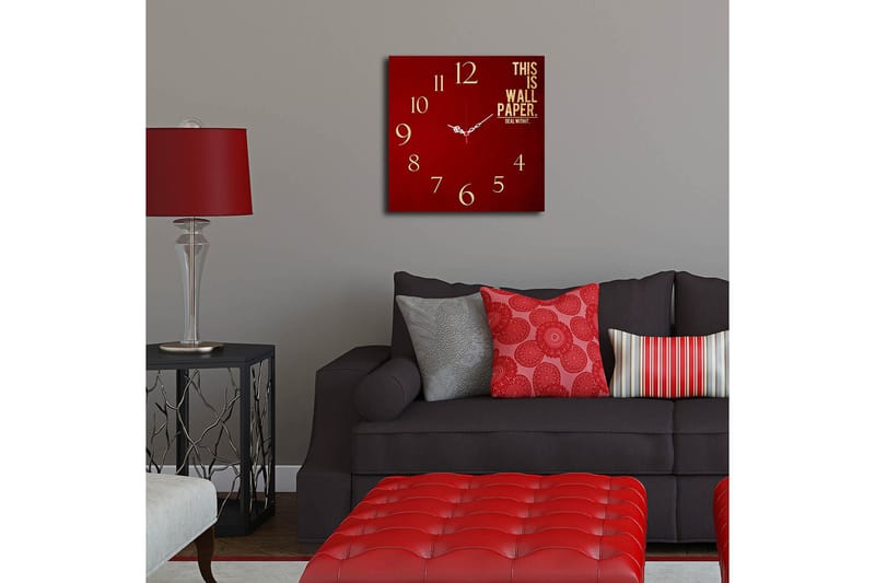 Dekorativ MDF Veggklokke 40x40 cm - Flerfarget - Interiør - Veggdekorasjon - Klokker