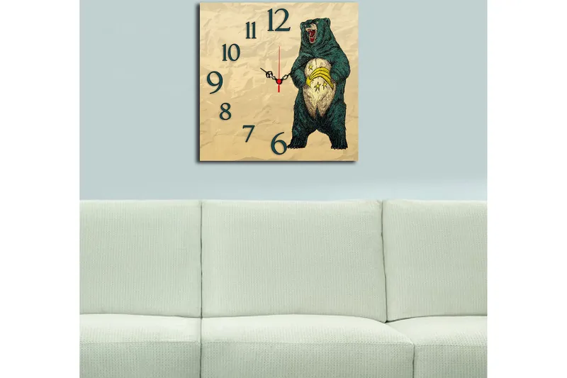 Dekorativ MDF Veggklokke 40x40 cm - Flerfarget - Interiør - Veggdekorasjon - Klokker