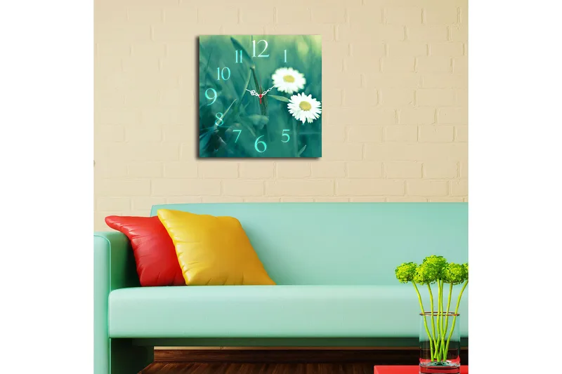 Dekorativ MDF Veggklokke 40x40 cm - Flerfarget - Interiør - Veggdekorasjon - Klokker