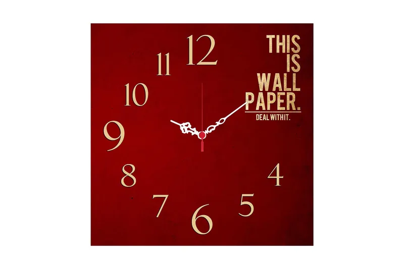 Dekorativ MDF Veggklokke 40x40 cm - Flerfarget - Interiør - Veggdekorasjon - Klokker