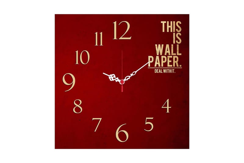 Dekorativ MDF Veggklokke 40x40 cm, Flerfarget