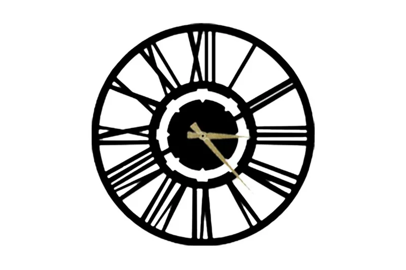 Dekorativ Metallveggklokke, Svart