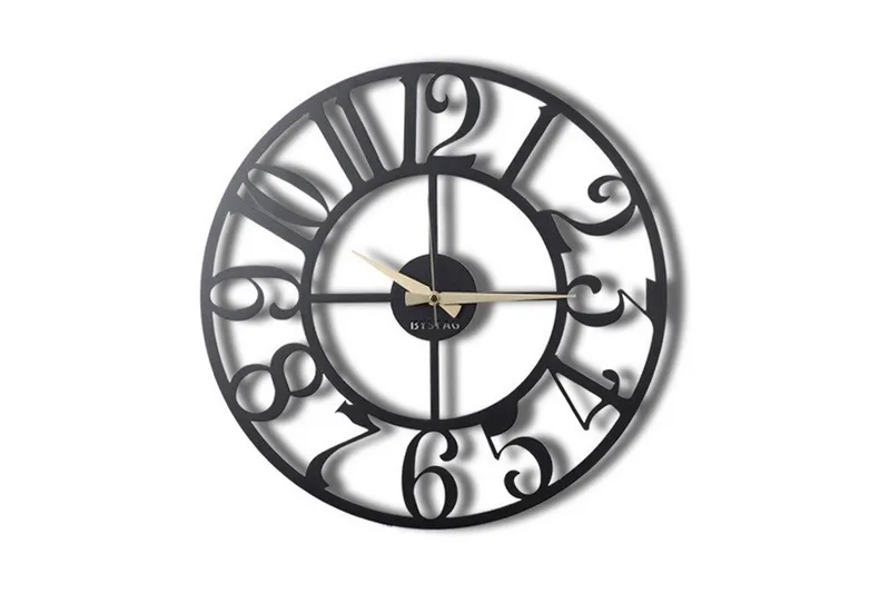 Dekorativ Metallveggklokke, Svart
