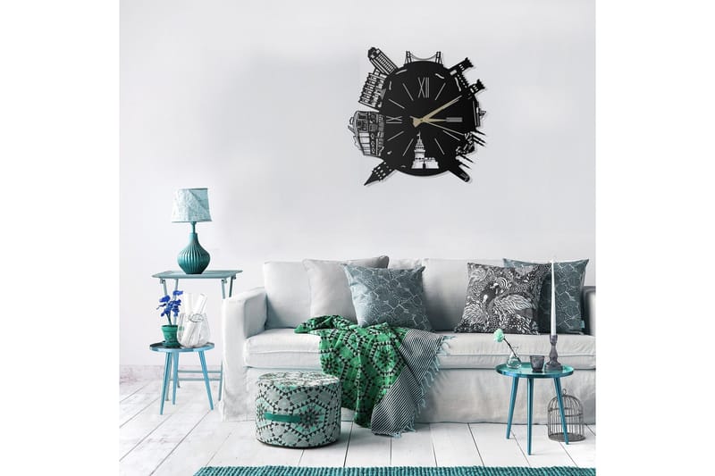 Dekorativ Metallveggklokke - Svart - Interiør - Veggdekorasjon - Klokker
