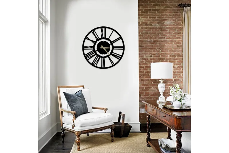 Dekorativ Metallveggklokke - Svart - Interiør - Veggdekorasjon - Klokker