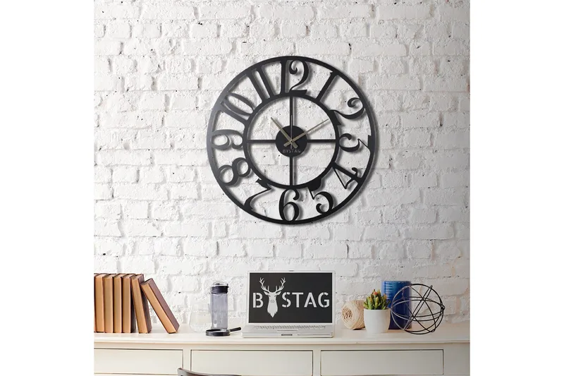 Dekorativ Metallveggklokke - Svart - Interiør - Veggdekorasjon - Klokker