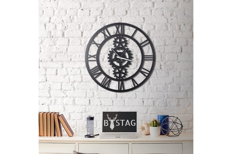 Dekorativ Metallveggklokke - Svart - Interiør - Veggdekorasjon - Klokker