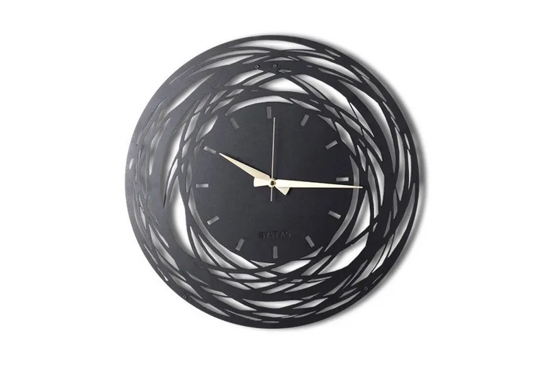 Dekorativ Metallveggklokke, Svart