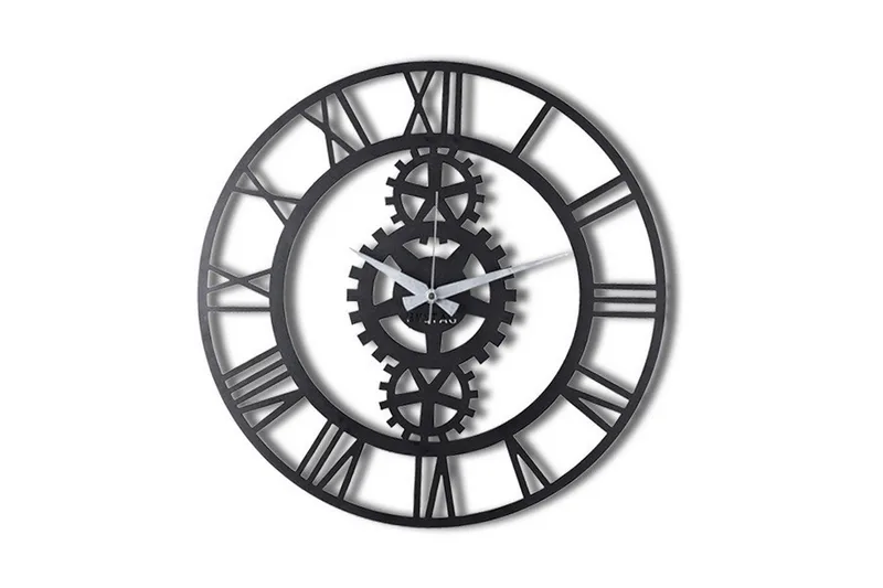 Dekorativ Metallveggklokke, Svart