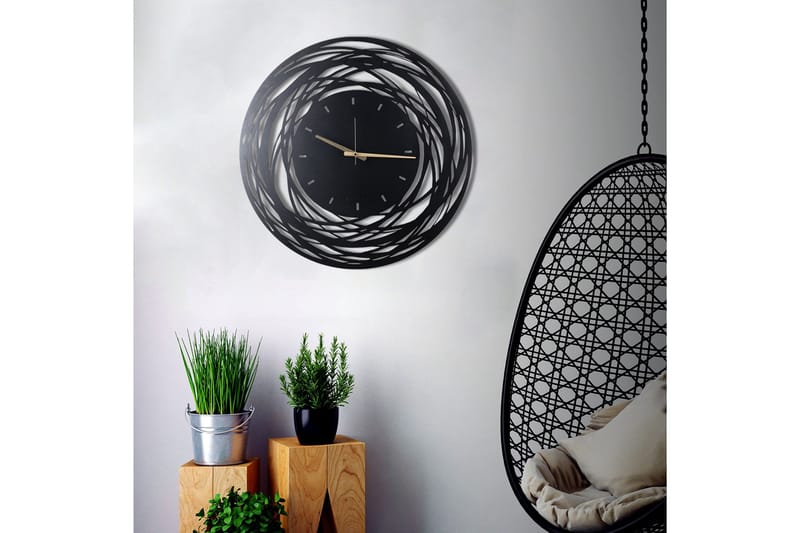 Dekorativ Metallveggklokke - Svart - Interiør - Veggdekorasjon - Klokker
